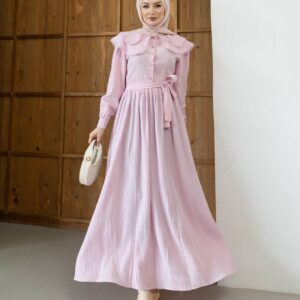 Kuşaklı Maxi Elbise Pembe