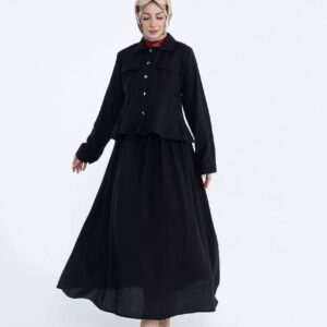 Etekli Takım Siyah Düğmeli