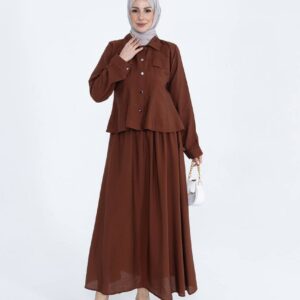 Etekli Takım Kahverengi Düğmeli